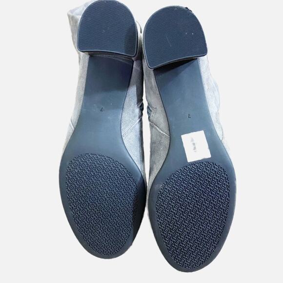 NWOB Tory Burch Gray Suede Over the Knee Boots Women's Sz 7 Side Zip Bow Detail - Picture 9 of 12